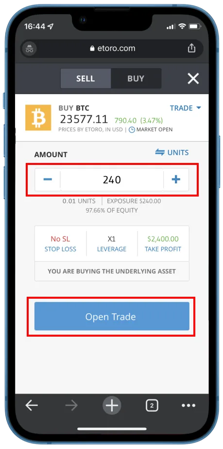 Bitcoin buying on eToro