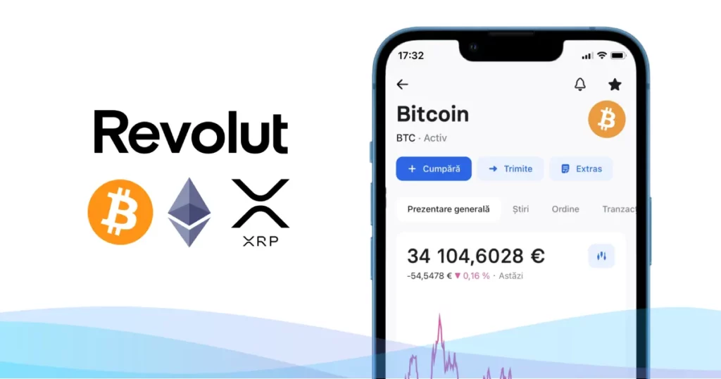 Secțiunea de criptomonede Revolut