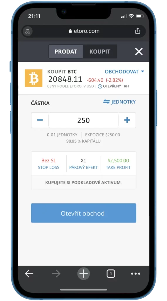 Kupte si bitcoiny na eToro