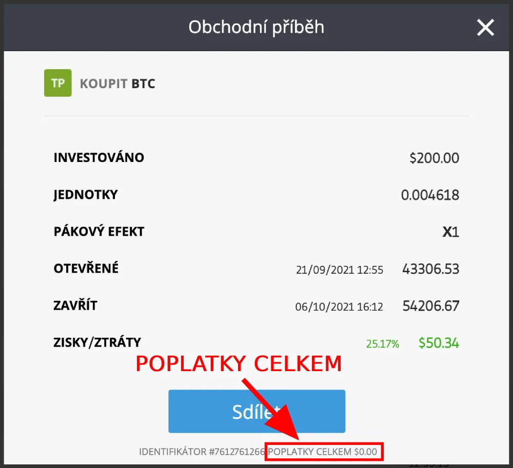 eToro poplatky při obchodování s kryptoměnami.