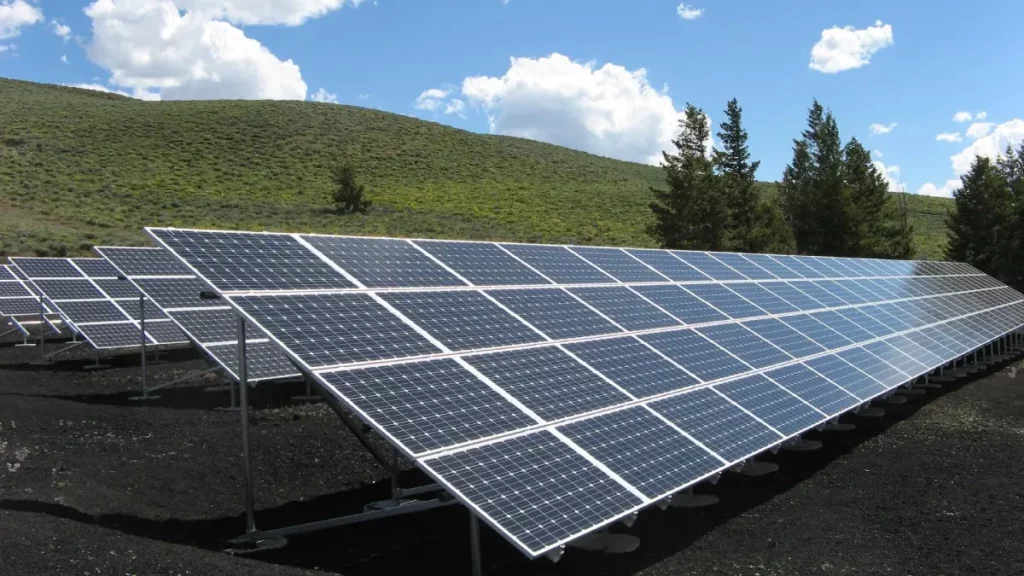 Solar panels on a field