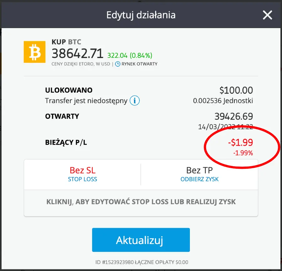 eToro prowizje kryptowaluty